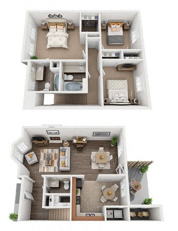 3 bedroom 3 bathroom floorplan